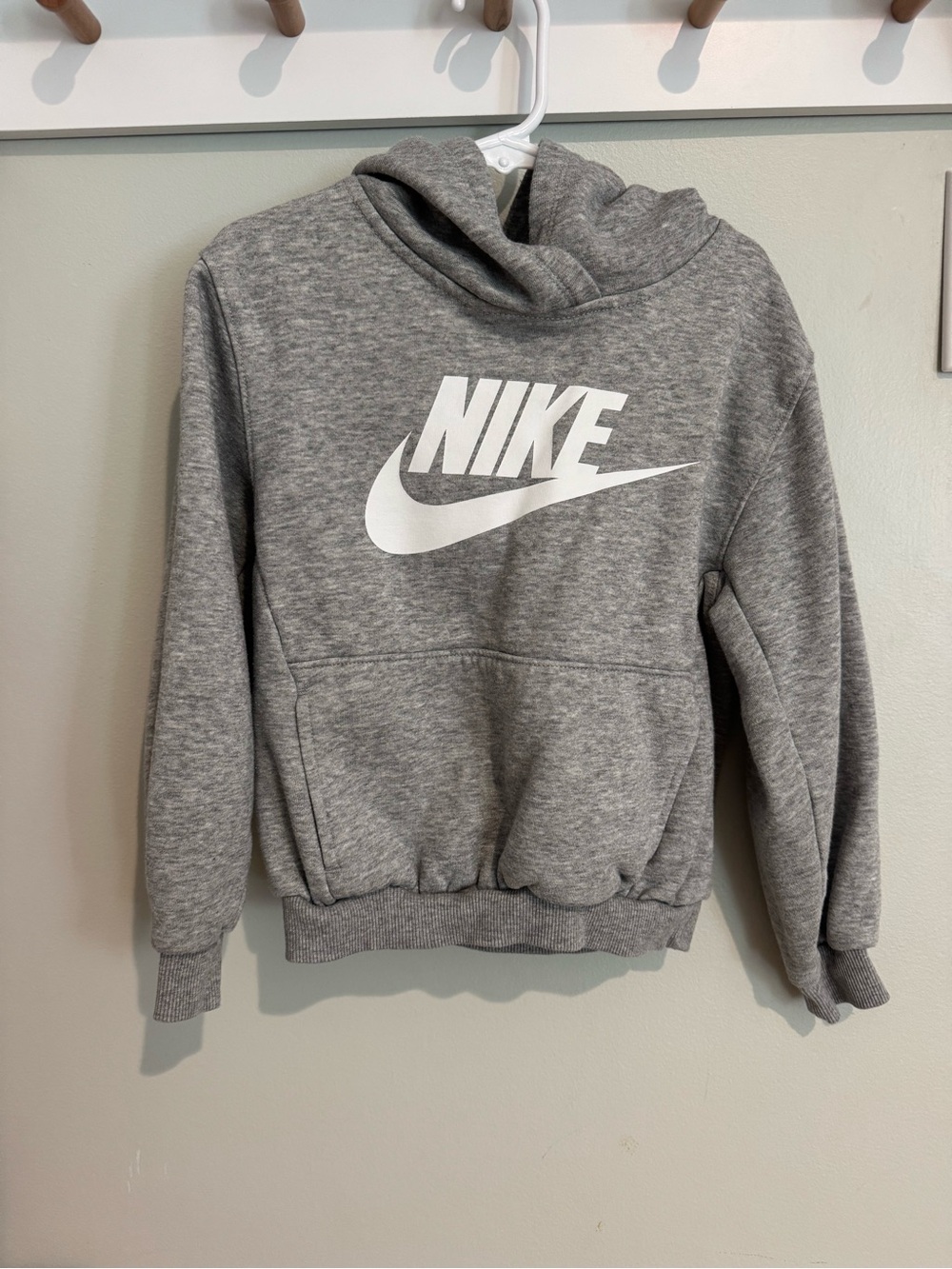 Nike Gray Crewneck Hoodie with White Swoosh Logo- Boys Size 6